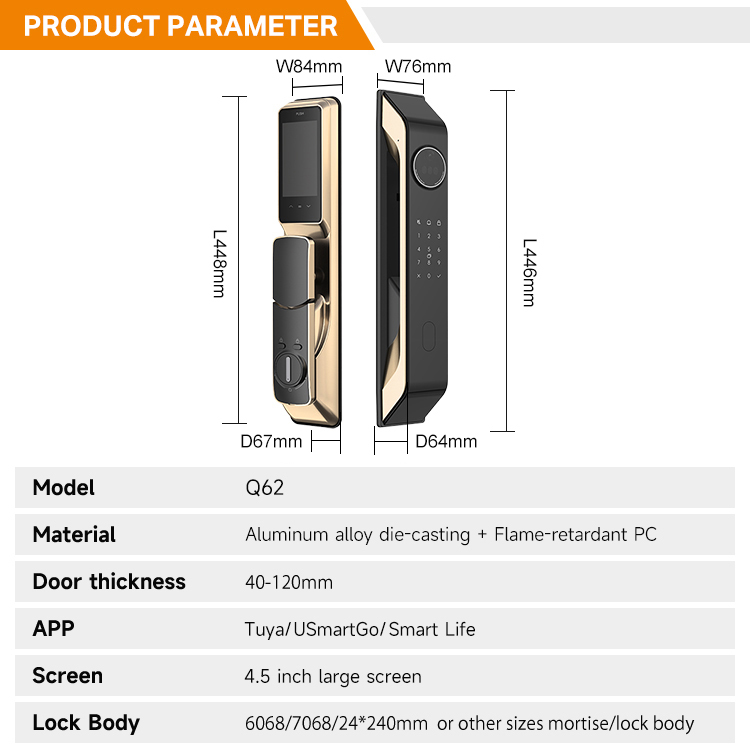 High Quality USmartGo WiFi App Biometric Fingerprint Palm Vein 3D Face Recognition Smart Camera Door Lock CE Certification · image 4
