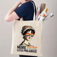 Bolsa de Mano Reutilizable de Gran Capacidad con Diseño de Orgullo LGBT, con la Frase 'Más Orgullo, Menos Prejuicios', Bolsa de Hombro para Regalo