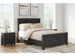 <span class=keywords><strong>Lit</strong></span> Queen Size à Panneaux, Style Ferme Française Rustique Vintage, Finition Chêne Charbon Sculpté à la Main, Tête <span class=keywords><strong>de</strong></span> <span class=keywords><strong>Lit</strong></span> Rembourrée et Éclairée - Product Image 2