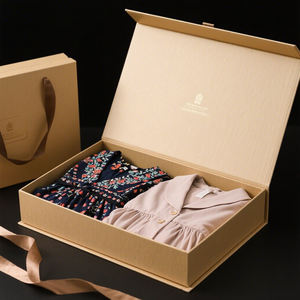 Toptan özel Logo sert karton geri dönüşümlü kağıt manyetik hediye kutusu altın lüks pijama kadın elbiseler giysi ambalajı kutu - Product Image 4