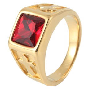 Yunnique – bague croix en acier inoxydable pour hommes, avec sertissage de pierre noire, style punk géométrique, bijoux à la mode, cadeau - Product Image 5