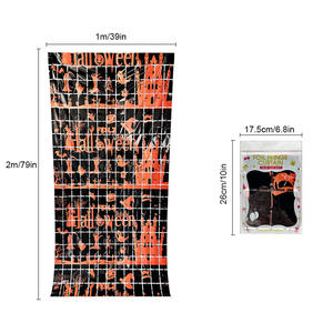 Décorations d'Halloween : Rideaux carrés et décorations suspendues pour fêtes, motifs citrouille - Product Image 2