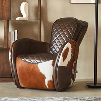 Fauteuil individuel vintage, style salon de cigares français, design moderne, revêtement en PU, mousse haute élasticité, pour salon de luxe