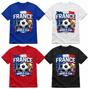 Personnalisation France pour T-shirt |   T-shirt de football américain avec drapeau français |   Texte de logo personnalisé |   T-shirt unisexe pour fans |   100% en vrac, 220 grammes - Product Image 1