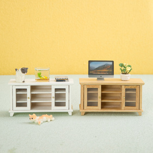 1:12 Miniature DIY Wood Toy Set for Dollhouse <b>Sideboard</b> & TV <b>Cabinet</b> Combination for TV & Furniture <b>Display</b> - Product Image 2