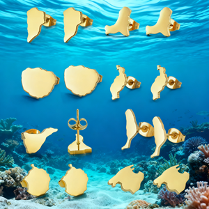 Kanarische Inseln Ohrstecker und <span class=keywords><strong>Mallorca</strong></span> El Hierro Karte Edelstahl Kanarischer Schmuck für Frauen und Mädchen # 008162 - Product Image 4