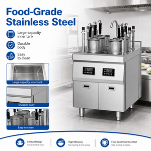 Commercial 6 Basket Automatic Lifting Electric Noodle Cooker 12KW Stainless Steel Pasta Boiler with Intelligent Control - Product Image 4