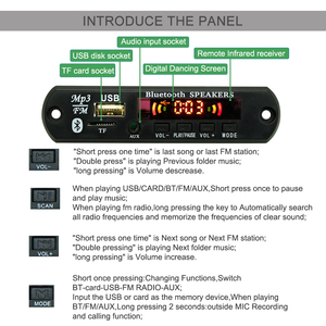 Kit de panneau sans fil avec écran numérique <span class=keywords><strong>pour</strong></span> décodeur de haut-parleur musical, lecteur MP3 de voiture 12V, <span class=keywords><strong>module</strong></span> USB - Product Image 4