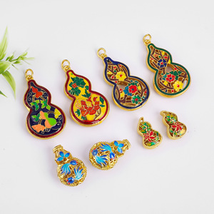 Pendentif gourde traditionnel en émail doré 38x22x6.8mm, composants de bijoux en alliage, accessoires de collier DIY, vente en gros - Product Image 4