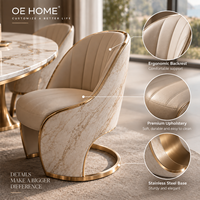 Ensemble de table et chaises de salle à manger OE HOME, style moderne et luxueux, avec plateau en marbre, 6/8 places, meubles durables pour appartement et hôtel