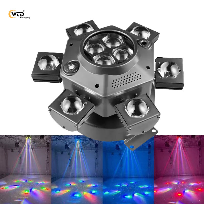 AOPU lampu Laser Led sinar Laser, lampu sorot laser disko kepala bergerak 6 dalam 1 untuk Bar pesta DJ