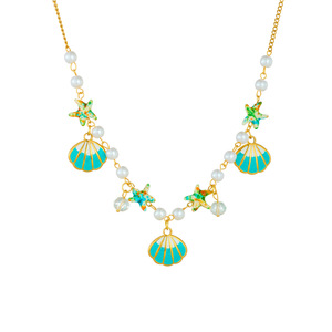 Sweet Cute <b>Candy</b> Color Seashell Beaded <b>Necklace</b> Imitation Pearl Starfish Pendant Party Jewelry Fashion Accessory - Product Image 5