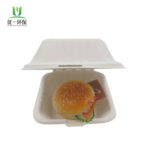 Có thể phân hủy dùng một lần mía Hộp Ăn Trưa 9x6 inch Takeaway bã mía container thực phẩm bã mía vỏ sò - Product Image 2