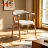 Chaises de salle à manger modernes en tissu facile à nettoyer, avec structure en bois de caoutchouc naturel massif, siège rembourré, pour bistrot, maison ou bureau