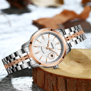 Reloj Mecánico Automático MIGE de 38 mm con Correa de Acero Inoxidable, Detalles en Oro Rosa, Cristal de Zafiro, Visualización de Fecha, Estilo de Moda de Lujo - Product Image 6