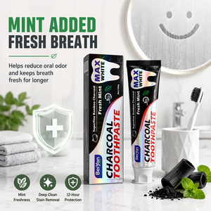 <span class=keywords><strong>Dentifrice</strong></span> au <span class=keywords><strong>charbon</strong></span> de bois Beiyan personnalisé 100g, saveur menthe forte, nettoyage en profondeur et blanchiment des dents pour une meilleure santé bucco-dentaire - Product Image 2