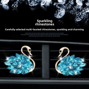 Wholesale Bling Crystal Swan <b>Car</b> Air Vent <b>Clip</b> Rhinestone <b>Car</b> Perfume Air Freshener Luxury <b>Car</b> Interior Decoration for Ladies - Product Image 4