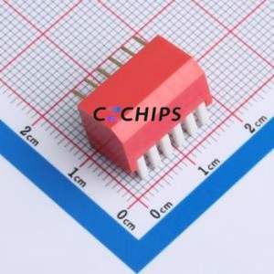 DP-6-R-T DIP Switch Through hole Component (THT),P=2.54mm Switch Piano Key Single Pole Single Throw 6 2.54mm - Product Image 2