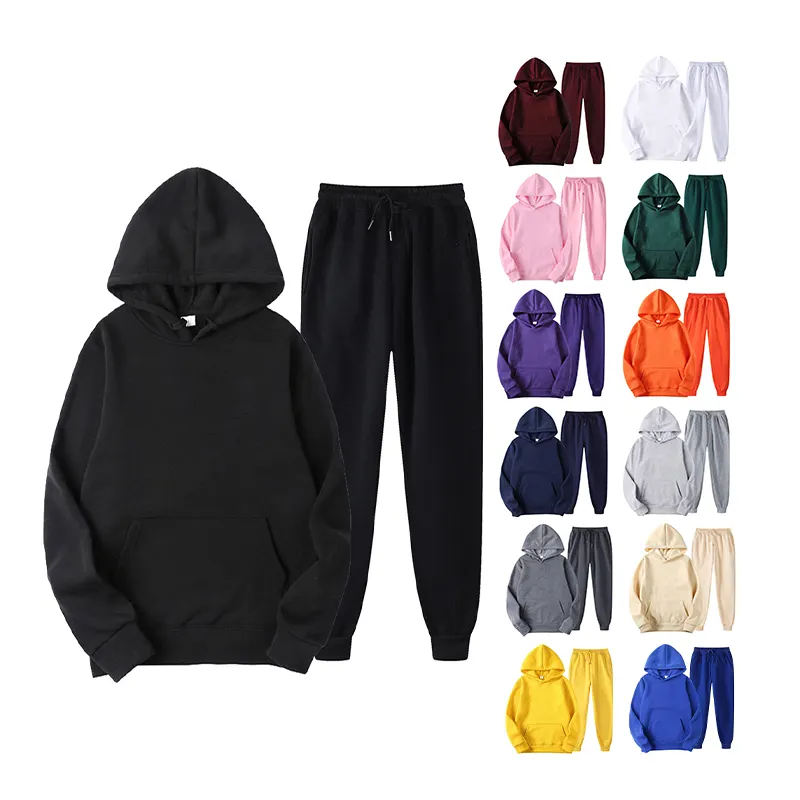 उच्च गुणवत्ता हूडि सेट फैशन यूनिसेक्स Hooded Sweatshirts सस्ते Hooded दो टुकड़े खेल सेट