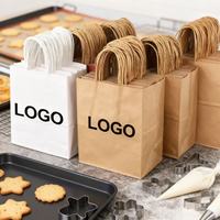 Sacs en papier kraft personnalisés avec poignées pour la pâtisserie, les biscuits, l'emballage à emporter