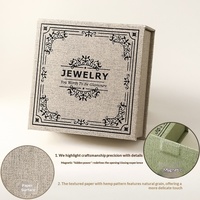 Boîte à bijoux Shaher de luxe élégante en forme de livre, avec logo personnalisé, texture lin, fermeture magnétique rigide en carton, pour collier
