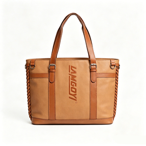 Sac fourre-tout en cuir véritable LAMGOYI personnalisé pour femme, sac à main en cuir de vachette véritable, grande capacité, fermeture éclair, pour le bureau, le travail quotidien - Product Image 1