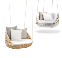 Lit suspendu moderne pour l'extérieur, hamac suspendu, canapé suspendu, mobilier de jardin, corde de nettoyage détachable, rotin, lit suspendu rond