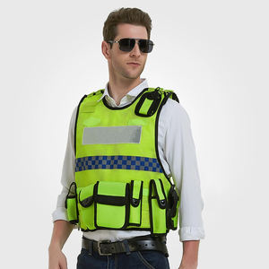 เสื้อกั๊กสะท้อนแสงสำหรับความปลอดภัยทางยุทธวิธีหลายกระเป๋าผ้าสีเหลืองเรืองแสง Ansi Class 2โลโก้ที่กำหนดเอง - Product Image 4