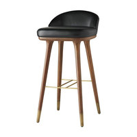 Tabouret de bar en bois vintage traditionnel commercial tabouret de bar en cuir noir avec dossier chaise haute tabourets de comptoir pour cuisine de luxe