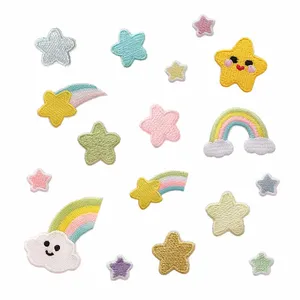 Autoadhesivo Arco Iris estrella parche dibujos animados zapato bolsa sombrero pegatina DIY decorativo costura parche