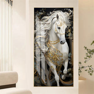 Personnalisé <span class=keywords><strong>Pas</strong></span> <span class=keywords><strong>Cher</strong></span> Grande Taille Cheval Blanc Cristal Porcelaine Peinture Mur Art Décor avec <span class=keywords><strong>Cadre</strong></span> pour La Maison Salon - Product Image 2