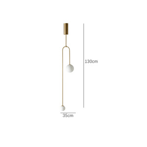 Luminaire suspendu à double boule de style nordique, minimaliste, postmoderne, luxe, décoration artistique pour chambre à coucher, salon, créatif - Product Image 3