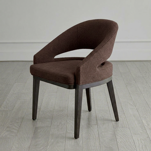 Chaise de salle à manger moderne beige rembourrée avec pieds en bois, fauteuil confortable en tissu pour salle à manger, restaurant, hôtel - Product Image 6
