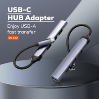 Base de Conexión LDNIO DS-34U Tipo-C 4 en 1, Adaptador HUB USB-C a USB3.0*1+USB2.0*3 para Mac Book, PC, HUB USB