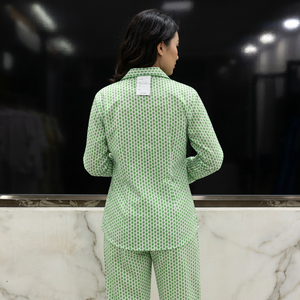 Conjunto de Camisa y Pantalones Cortos de Algodón 100% Estampado, Corte Regular, Manga Larga, Cuello Camisero, Casual, Transpirable, Ecológico, de Secado Rápido para Mujer - Product Image 2