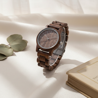 Jam Tangan Kayu Mewah Bergaya Sporty untuk Pria, Analog Quartz Movement 44mm, Bisnis Antik Modern, Kaca, Tidak Tahan Air