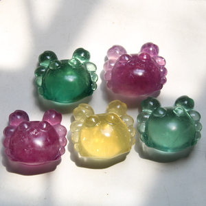 Hand-Carved Eco-Friendly Folk Art 2.8-3cm Natural Rainbow Fluorite Crystal Sea Animal <strong>Crab</strong> Carving <strong>Ornament</strong> for Home Decor - Product Image 6