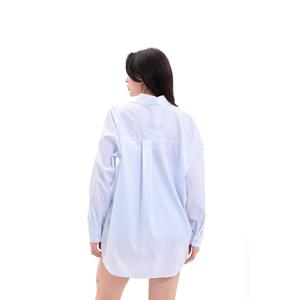 Chemise boutonnée en popeline rayée pour femme Naples, style classique au quotidien, design simple - Product Image 3