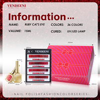 Collection de vernis gel œil de chat rubis Vendeeni Noël 36 couleurs, sans TPO ni HEMA, vernis gel magnétique œil de chat rouge personnalisé
