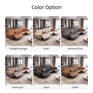 Juego de Sofá Seccional Modular de Piel Genuina Reclinable Eléctrico Automático Retráctil y Multifuncional - Product Image 3