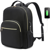 Tas Ransel Laptop Wanita Bergaya Quilted dengan Penutup Ritsleting, Port USB, Kapasitas Besar 16 Inci, Pegangan Lembut, Tali untuk Penggunaan Bisnis dan Sekolah