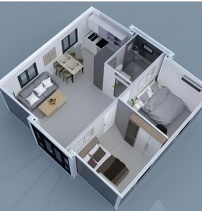 Casa Contenedor Prefabricada Moderna y Económica con Paneles Sándwich de Acero para <span class=keywords><strong>Alquiler</strong></span>, Casas Modulares - Product Image 2