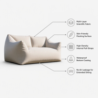 Canapé gonflable personnalisé avec logo, mobilier de camping extérieur, OEM ODM, vente en gros, canapé gonflable avec pompe intégrée, surface douce pour la peau