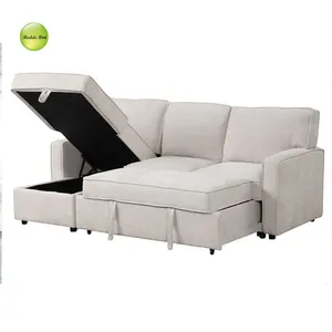 Vendita calda moderna tessuto a forma di L <span class=keywords><strong>divano</strong></span> <span class=keywords><strong>letto</strong></span> soggiorno mobili estraibili <span class=keywords><strong>divano</strong></span> <span class=keywords><strong>letto</strong></span> con grande ripostiglio per appartamento - Product Image 1