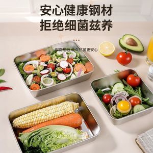 กล่องเก็บของสแตนเลสทรงสี่เหลี่ยมฝา PP ภาชนะบรรจุอาหารสำหรับช่องแช่แข็งถาดเก็บเกี๊ยวหลายชั้น - Product Image 1