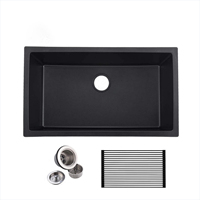 Évier carré simple en résine de quartz noir, fait main, haute qualité, résistant aux rayures, en promotion, pour salle de bain et cuisine
