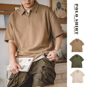 Nuova Moda Estiva: Maglia da Uomo con Mezza Zip, Stile Retrò Americano, Design Semplice, Vestibilità Ampia, Tessuto Lavorato <span class=keywords><strong>a</strong></span> Maglia con Stampa Digitale - Product Image 2