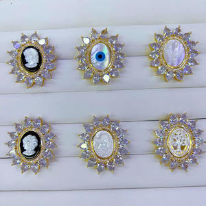 CZ8827 Vintage placcato oro 18k CZ paia di conchiglia intagliata madreperla maria cammeo pendente di fascino angelo, ciondoli gioielli cattolici - Product Image 4