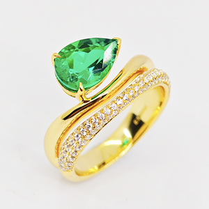 UM Jewelry 925 <b>Silver</b> Pear Cut <b>Emerald</b> Zircon <b>Ring</b> 18K Gold Plated for Men Women Unisex Daily Wear Wedding Anniversary Gift - Product Image 6