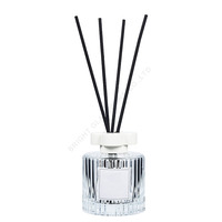 Bouteille diffuseur de parfum et d'huiles essentielles en verre transparent rayé rond vide de 200 ml, style luxe, avec boîtes d'emballage